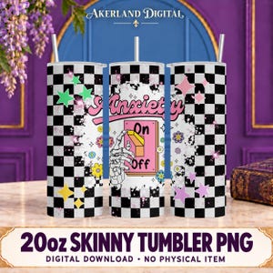Retro Anxiety On Off 20 oz Sublimation Tumbler Design - PNG Digital Download - Instant download