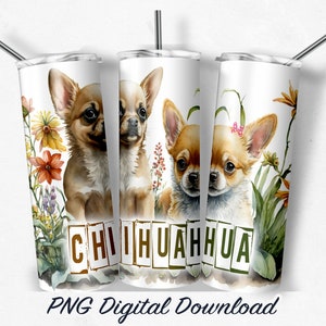 Chihuahua - 20 oz Sublimation Tumbler Design PNG Digital Download