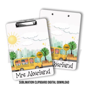 Bus Theme Clipboard Sublimation Design | 9.1W by 12.6H | 300 dpi | PNG Digital Download (Font not included)