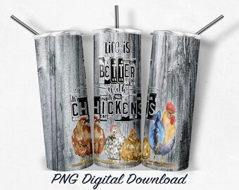 Chickens 20 oz Sublimation Tumbler Design PNG Digital Download