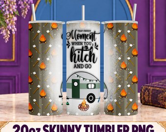 Camping Trailer 20oz Sublimation Tumbler Design - PNG Digital Download