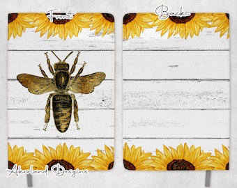 Biene und Sonnenblume Design für Sublimation Journals - Sublimation Design PNG Digital Download