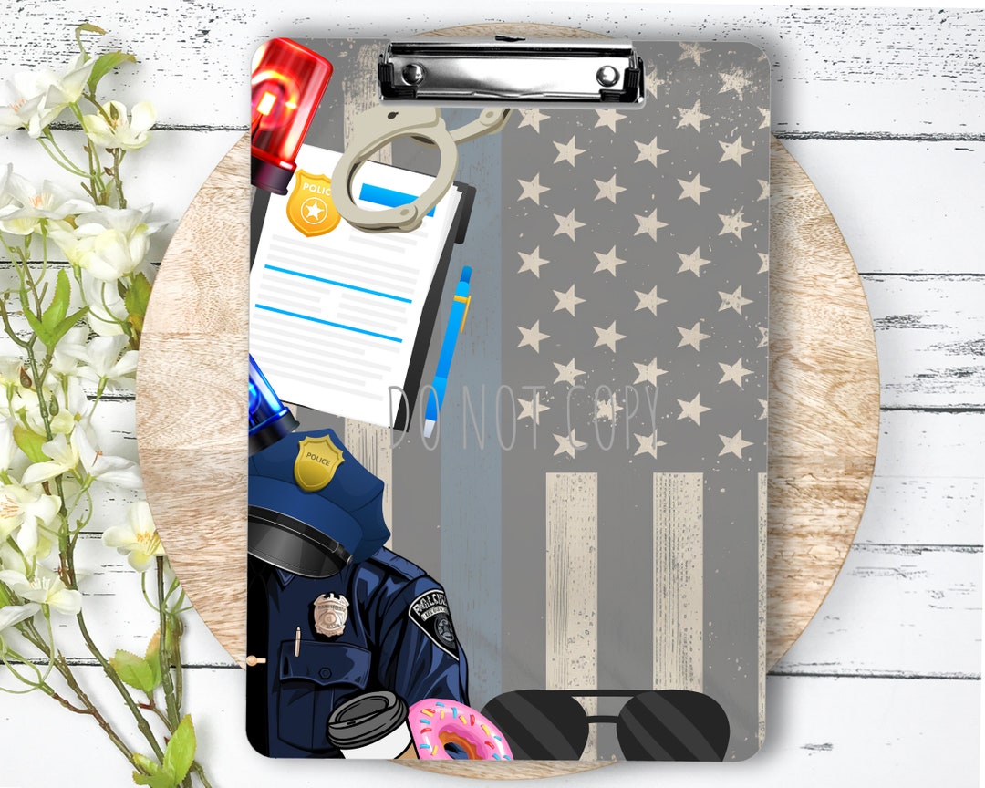 Police Clipboard Sublimation Design 9.1W by 12.6H 300 Dpi PNG Digital