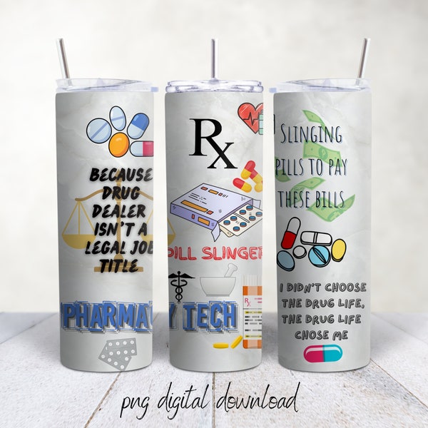 Pharmacy Tech / 20oz Sublimation Tumbler Design - PNG Digital Download