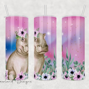 Christmas Hippo Tumbler Design By WatercolorColorDream
