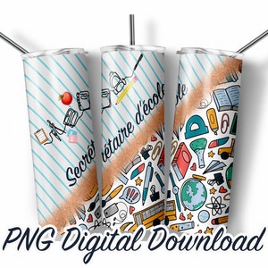 Secrétaire d'école 20オンス昇華タンブラーデザイン - PNG Digital Download
