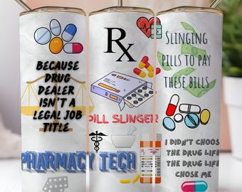 Pharmacy Tech 20oz Sublimation Tumbler Design - PNG Digital Download