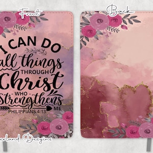 Phillipians 4:13 Pink Floral Design for Sublimation Journals - Sublimation Design PNG Digital Download