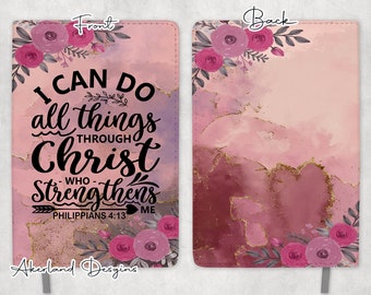 Phillipians 4:13 Pink Floral Design for Sublimation Journals - Sublimation Design PNG Digital Download