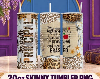 Assistant Principal Influence Tumbler Wrap PNG | Leopard Notebook 20oz Sublimation Design