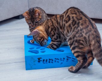 Cat Toy, Kitten Toy, Game for Cats, Kitten Puzzle, Cat puzzle, Gift for a cat, Wood puzzle, Cat Play, Kitten Play, Halloween