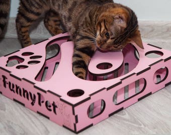 Cat Toy, Kitten Toy, Game for Cats, Kitten Puzzle, Cat puzzle, Gift for a cat, Wood puzzle, Cat Play, Kitten Play, Halloween