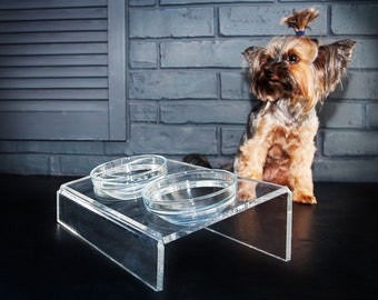 Acrylic Elevated Dog Feeding Station INCLUDES Bowls Personalized Dog Feeder Personalized Pet Feeder Dog Feeder Dog Feeding Station Feeder