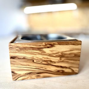 Olive wood  & Stainless Steel Espresso Knock Box – Handcrafted Coffee Dump Bin, Coffee bar accessories