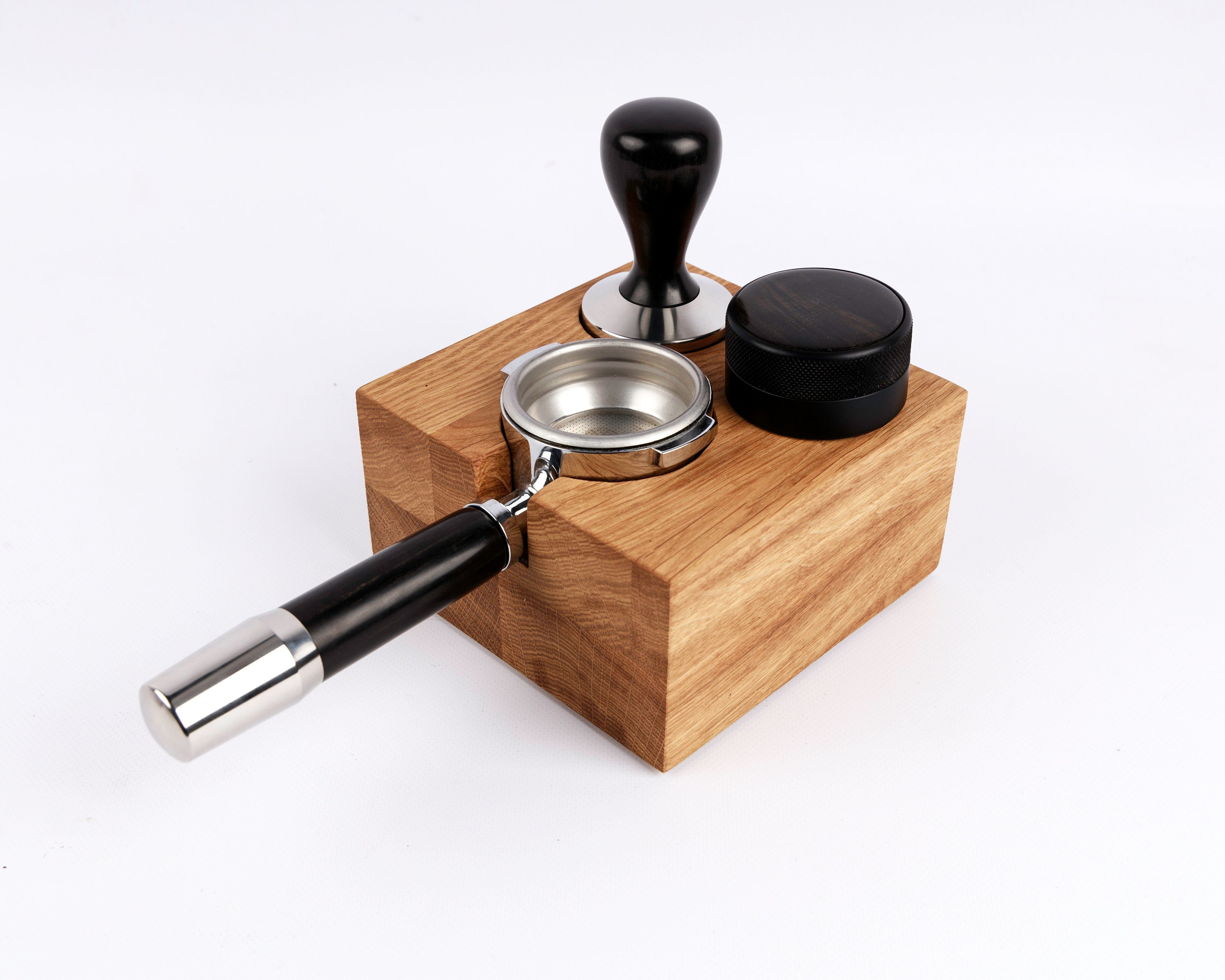 Tamper Stand With Extra Slot Handmade Tamper Station Oak Etsy