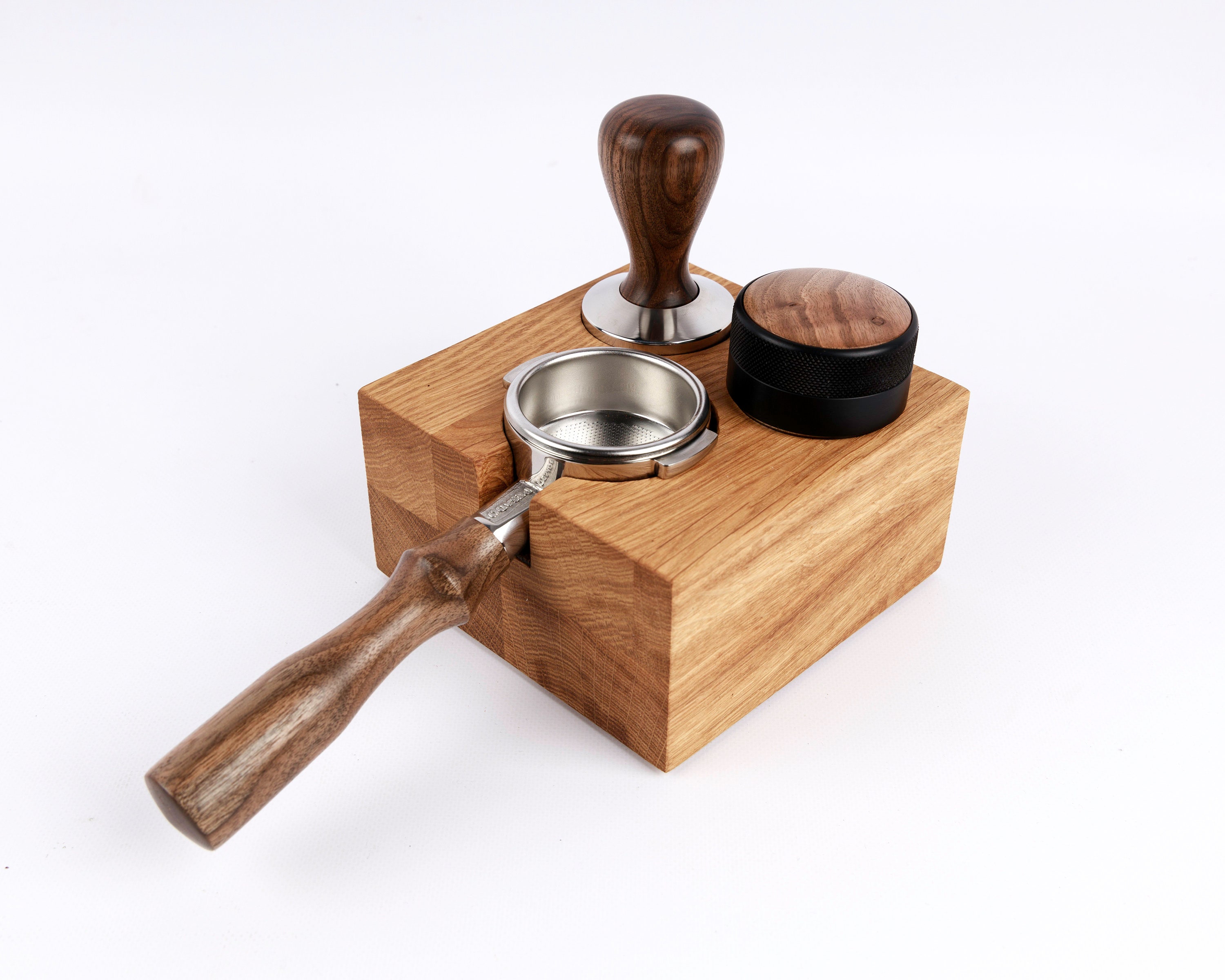 Tamper Stand With Extra Slot Handmade Tamper Station Oak Etsy