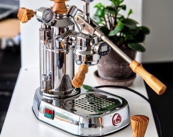 Olivewood La Pavoni set (handles and knobs), La Pavoni espresso, La Pavoni wood handles