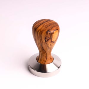 OLIVEWOOD handmade coffee tamper with stainless steel base, custom coffee tamper