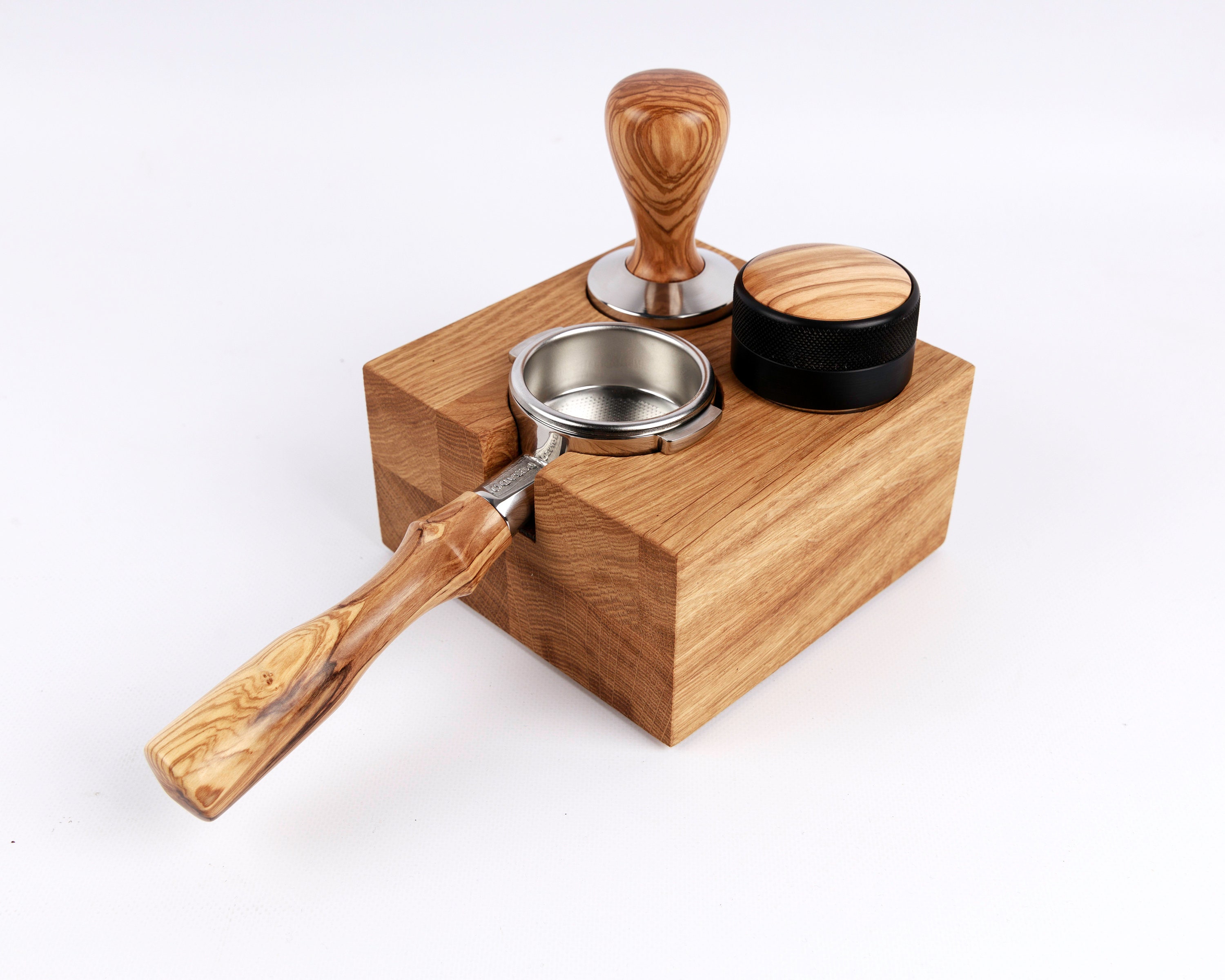 Tamper Stand With Extra Slot Handmade Tamper Station Oak Etsy