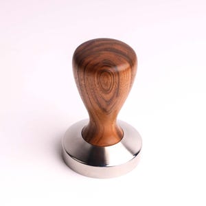 WALNUT handmade coffee tamper with stainless steel base, custom coffee tamper