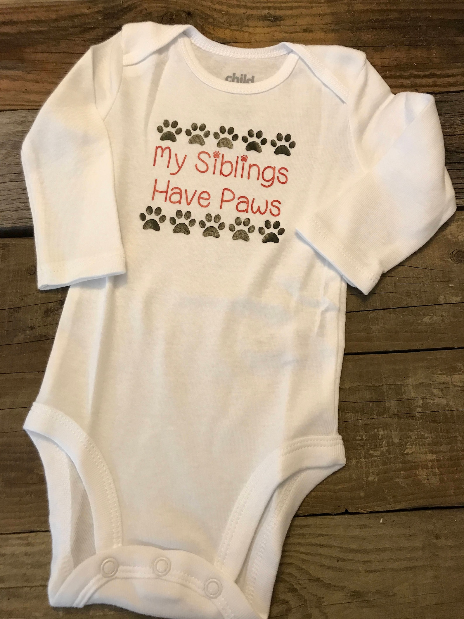 My Siblings Have Paws Baby Onesie Paw Onesie Sibling Etsy