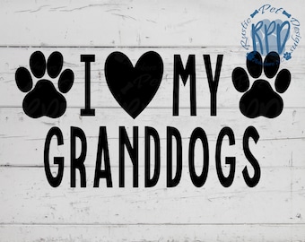 for dog lover laptop White " I love my Granddog " Vinyl Decal sticker for Car 