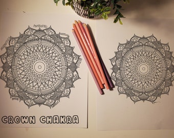 Coloring sheet Crown chakra  Digital download Printable