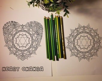 Coloring sheet Heart chakra  Digital download Printable