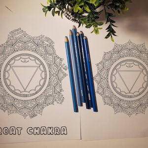 Digital download Throat chakra coloring sheet with affirmations