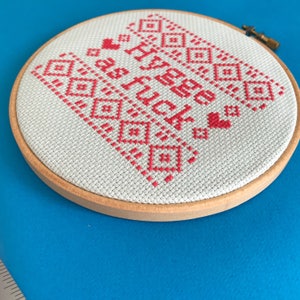 Modern cross stitch kit hygge fuck easy cross stitch beginner geometric cross stitch kit offensive gift funny humorous scandi cross stitch image 5