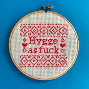 Modern cross stitch kit hygge fuck easy cross stitch beginner geometric cross stitch kit offensive gift funny humorous scandi cross stitch image 2