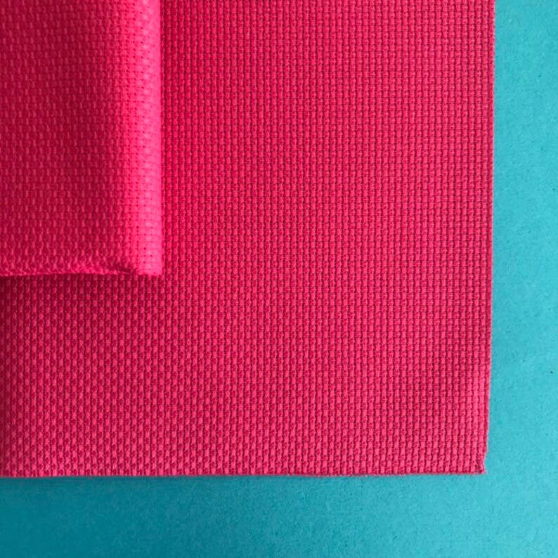 Hot Pink aida fabric zweigart 14 count aida cross stitch Etsy