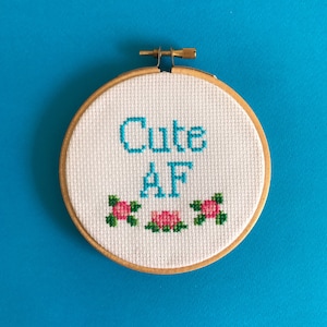 Easy cross stitch pattern - Cute AF counted cross stitch pattern pdf  - beginners xstitch - funny cross stitch - offensive embroidery chart