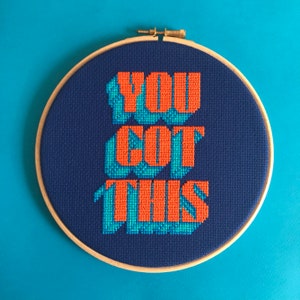 inspirational gift, you got this, cross stitch kit, dorm decor, diy gift, easy cross stitch, cross stitch kit beginner, cubicle decor