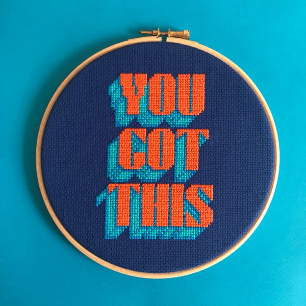 inspirational gift, you got this, cross stitch kit, dorm decor, diy gift, easy cross stitch, cross stitch kit beginner, cubicle decor