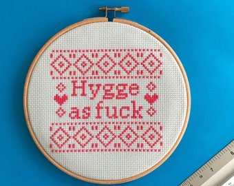 Modern cross stitch kit hygge fuck easy cross stitch beginner geometric cross stitch kit offensive gift funny humorous scandi cross stitch