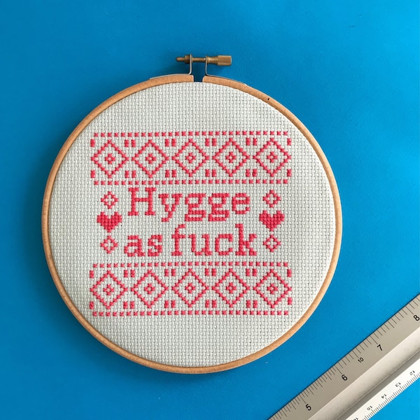 Modern cross stitch kit hygge fuck easy cross stitch beginner geometric cross stitch kit offensive gift funny humorous scandi cross stitch