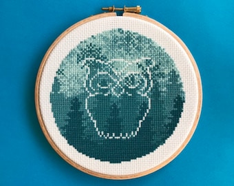 Woodland Winter - Sleepy Owl, 6 inch cross stitch kit