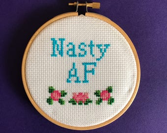 Printable PDF pattern - Nasty AF cross stitch pattern - DIY gift - easy xstitch pattern - modern pattern - simple stitch