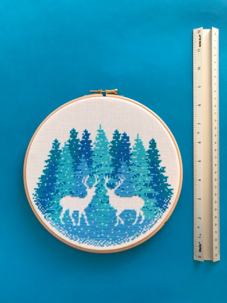 Woodland Winter Morning Snow 8 Inch Cross Stitch Kit Deer Etsy