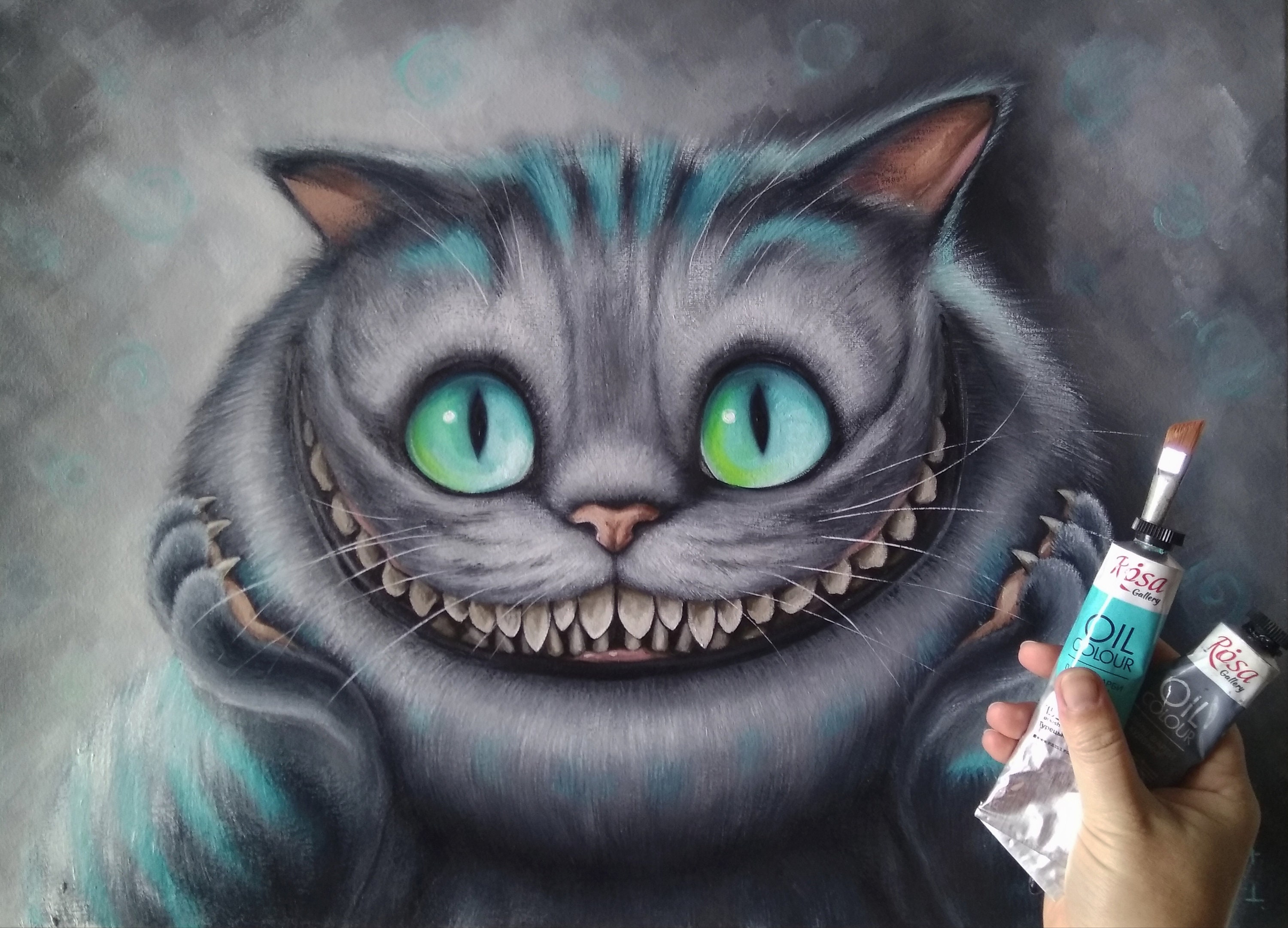 Cheshire Cat Oil Painting Alice in Wonderland Fantasy