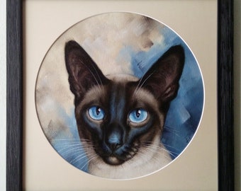 Siamkatze Portrait Ölgemälde Tierbild Katze Art