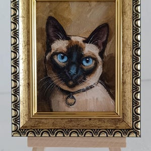 Art de petit chat de peinture originale de chat siamois d'ACEO 2.5 * 3.5"