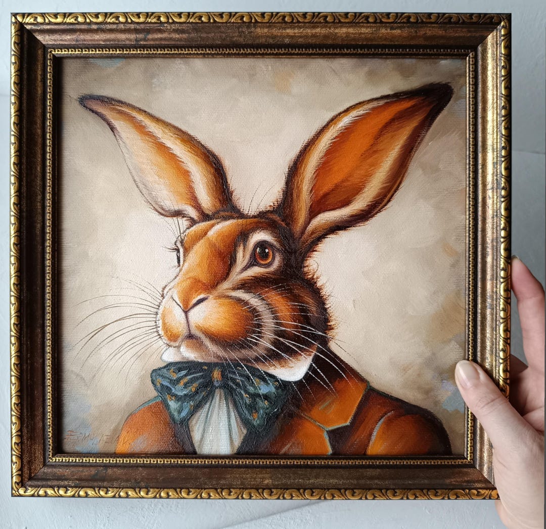 Oil Painting Rabbit Original Portrait - Alice in Wonderland Fantasy ...