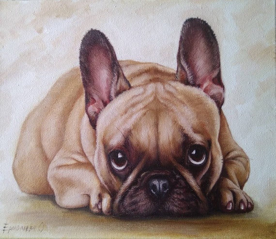Verwonderlijk Original French Bulldog puppy Bari Oil Painting Dog Painting | Etsy BW-03