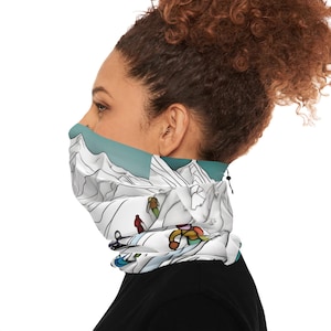 Skiing Neck Gaiter: Mountain Slope Design, Winter Face Mask