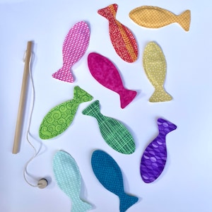 Magnetic Fishing Game, Kids fishing set, Fabric fish (set of 10), toy fish, gift for kids