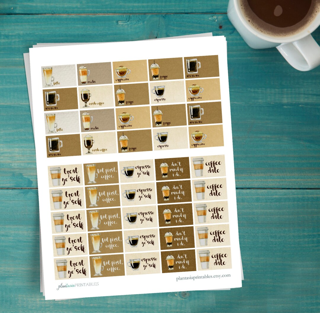 Coffee Lover Printable Planner Stickers Erin Condren Vertical Happy ...
