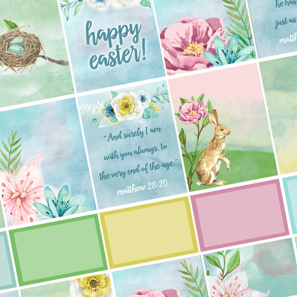 He is Risen / Easter Printable Planner Stickers/ Erin Condren Vertical / Spring Watercolor / Instant Download