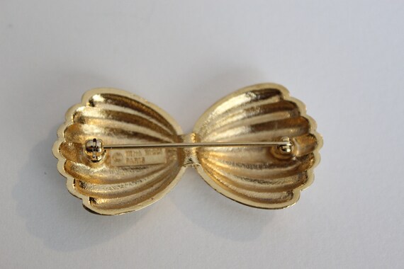 Vintage Nina Ricci bow brooch gold and silver tone - image 4